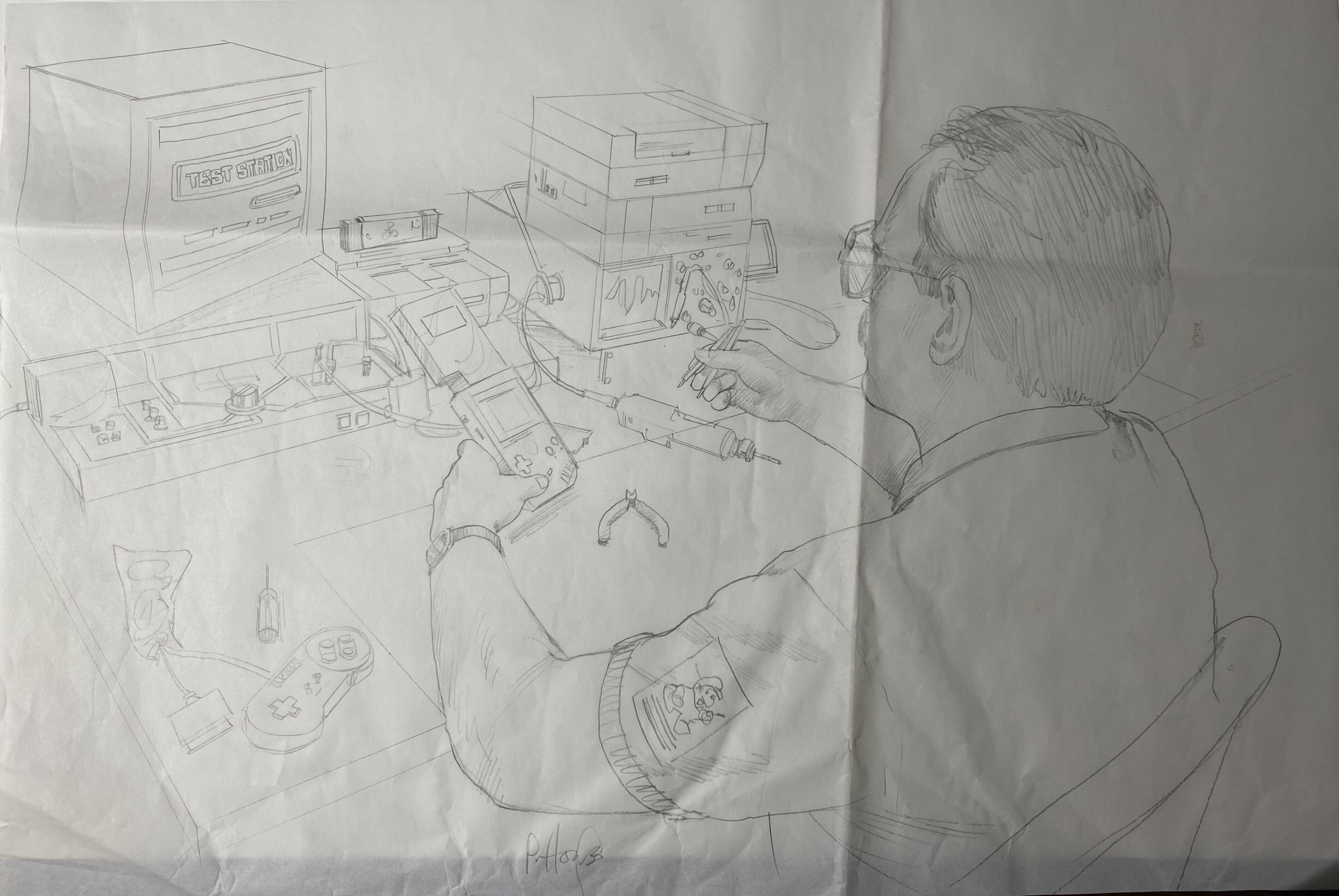 Nintendo World Class Service Promo Flyer Brochure Leaflet NES SNES Game Boy Sketches