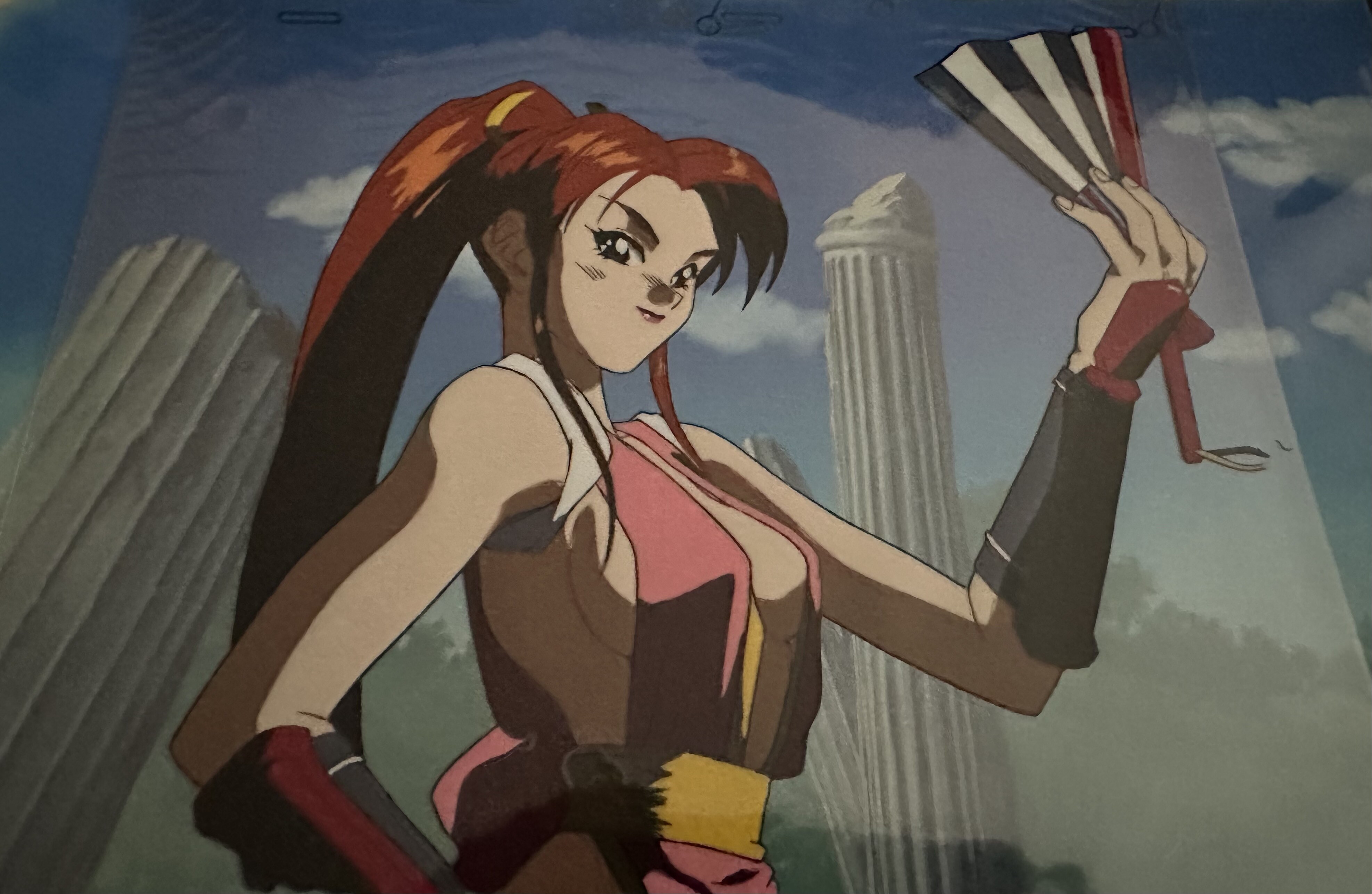 Fatal Fury 2 SNK Original Video Animation Cel of Mai Shiranui with Matching Background