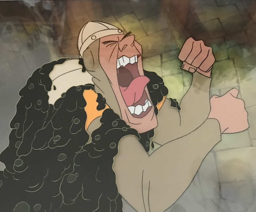 Dragon’s Lair “Dirk Gets Slimed” Arcade Game Production Cel with Painted Background