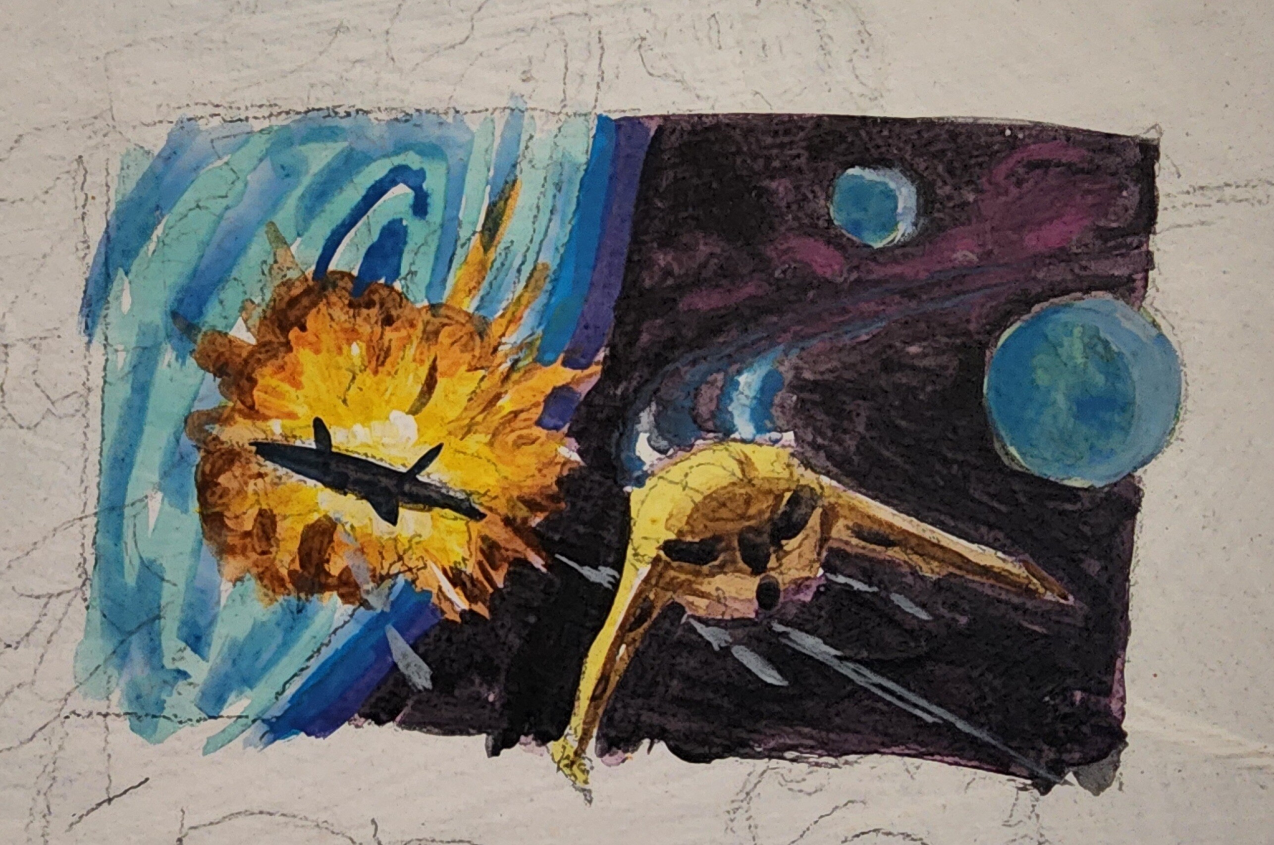 Wing Commander Secret Missions Super Nintendo Rough Color Prelim Box Art