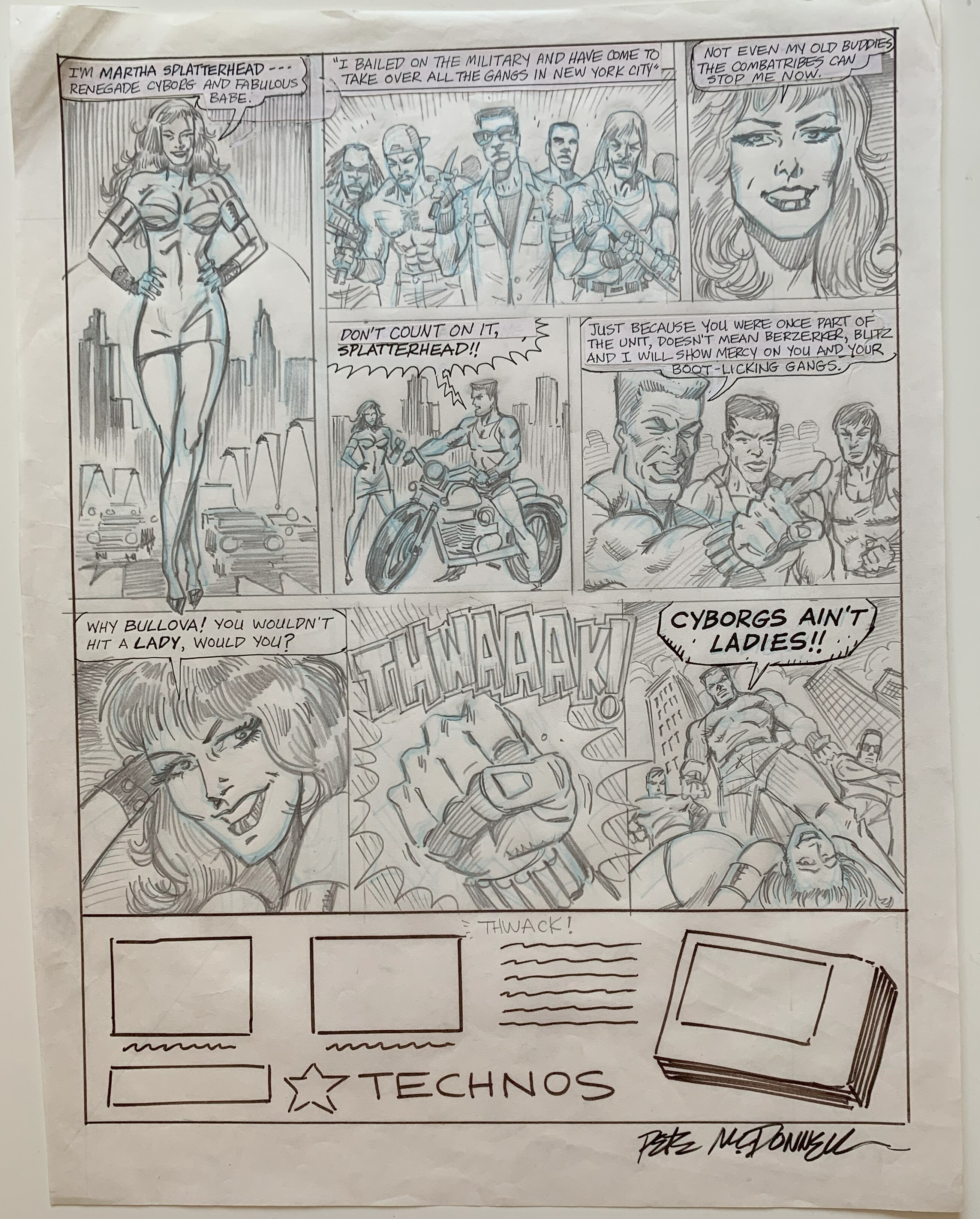 The Combatribes Advertising Art (Pencil Prelim) for Super Nintendo SNES